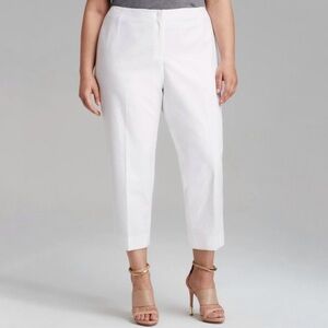 NWT Lafayette 148 New York Fundamental Bi Stretch Straight Ankle Pant White 22W